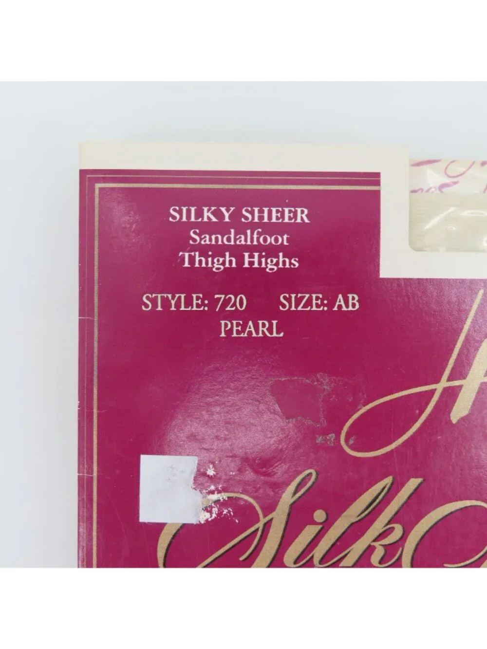VTG Hanes Silk Reflections Silky Thigh Highs Size AB Pearl White Style 720 NEW